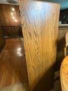 Single pedestal oak? Kitchen table, 53" W with 18" leaf