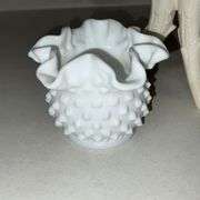 Small milk glass hobnail rose bowl
