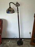 Floor lamp with stained glass shade
