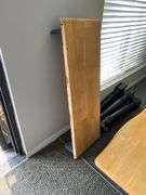 Wooden kitchen table with leaf and 2 chairs, needs refinishing and assembly