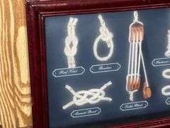 Framed 12" W shadow box, tied knots