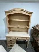 2 piece desk with bookshelf top and chair