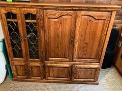 Wood entertainment center with electronics