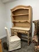 2 piece desk with bookshelf top and chair