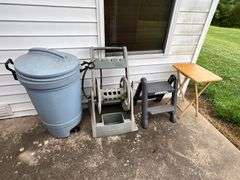 Rubbermaid step stool, Gott trash can with rollers