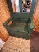 Hall tree with bench, storage and mirror
