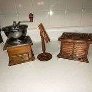 Coffee grinder, wooden coasters