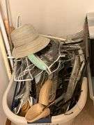 File boxes, hangers, tote, clothes basket, etc.