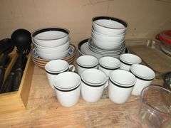 Flatware, serving utensils, pots, pans, dishes, cups, etc.
