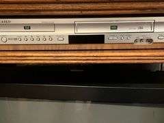 Wood entertainment center with electronics