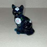 Fenton Glass hand decorated cat with tag