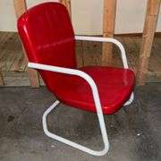 Red metal lawn  chair