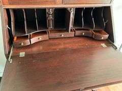 Antique drop front desk with book case and key
