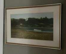 Lake scene, framed and matted watercolor by Jack O'Hara