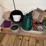Assortment of planters, plastic tubs, etc.