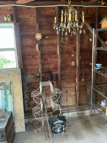 Plant stand, mailbox, lightning rods image