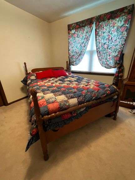 Full size bedframe, mattress, boxsprings and linens image