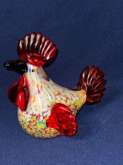 Home Accents glass rooster, mottled color body