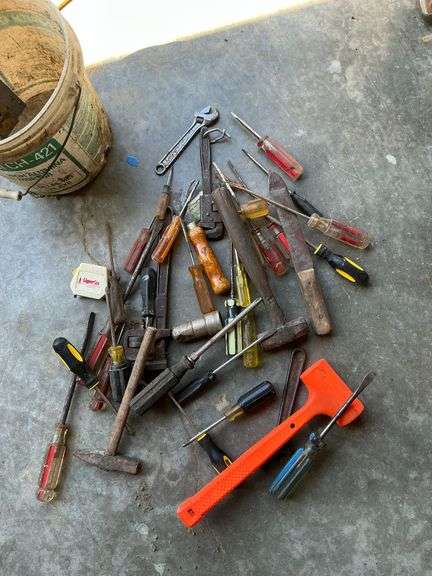 Assortment of tools, screwdrivers, hammers image
