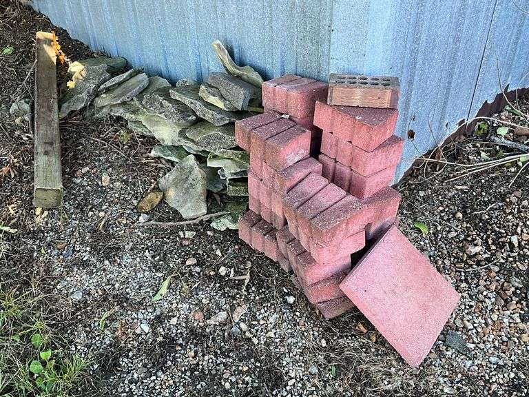 Red landscape bricks and rocks image