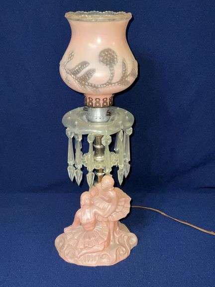Vintage pink ballerina dresser lamp image