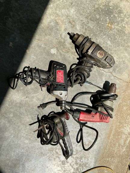 Assortment of electric tools, Milwaukee drill image
