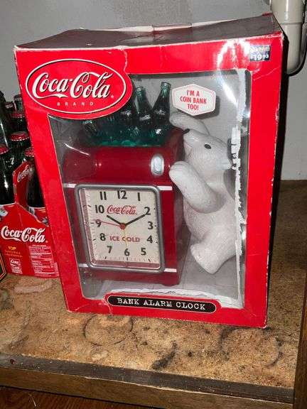 Coca-Cola bank alarm clock in original box image