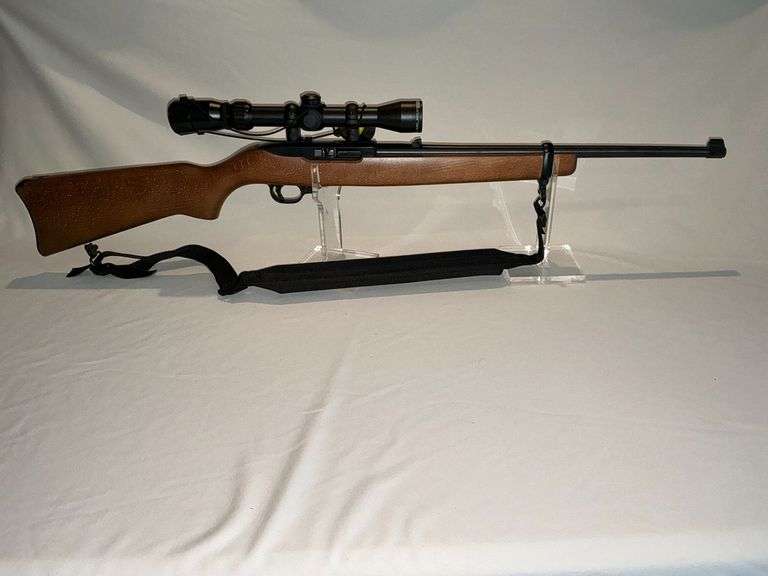 Ruger 10-22 rifle with RedHead Outlook 3x9 scope, scope covers, nylon sling image