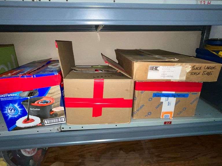 Grocery bags, trash bags, colored tape image