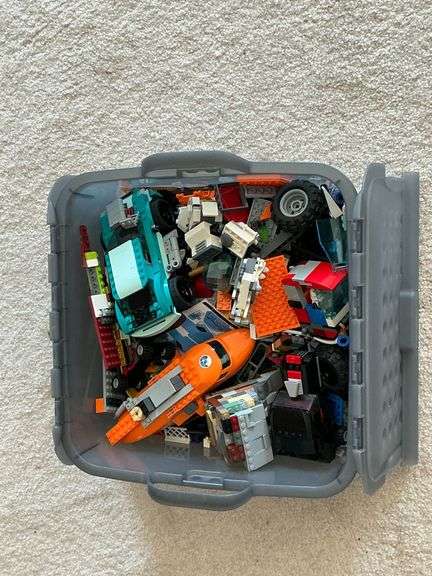 Lego automobiles and planes, space capsule people image