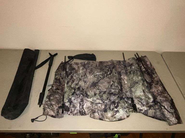 Folding turkey blind and shooting stick image