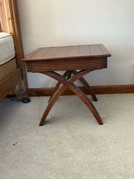 Wooden side table, scratches on top image