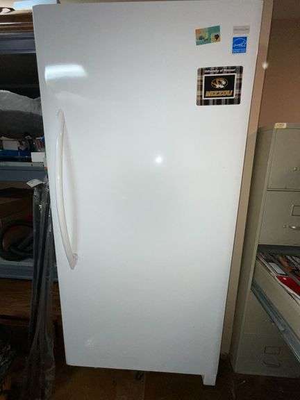 Frigidaire upright freezer with key, CONTENTS NOT INCLUDED image