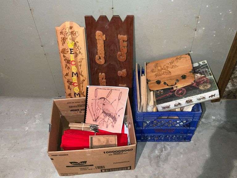 Woodburning tools, books, etc.