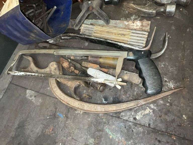 Pry bars, hammers, chisels, allen wrenches, etc.