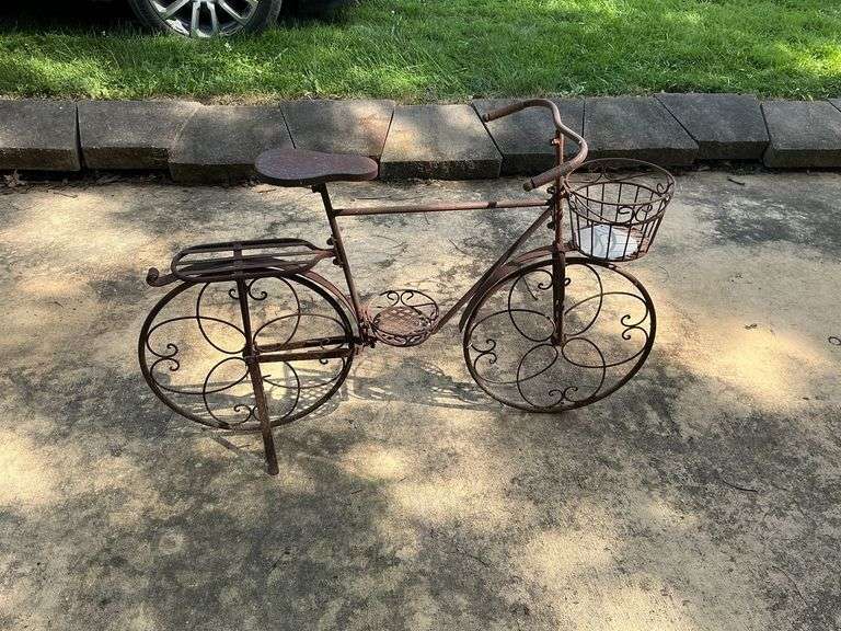 Metal bike planter image