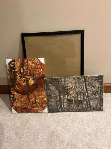 Deer print on canvas, deer print on metal image