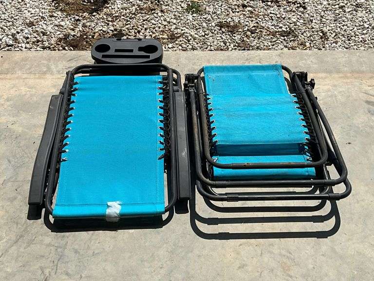 Pair of folding loungers image