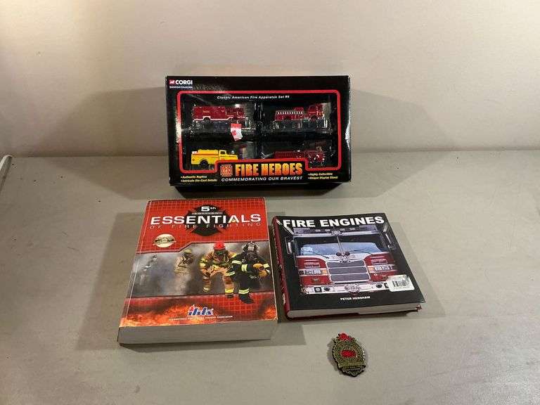 Fire Heroes die cast, "Essential of Fire Fighting" book image