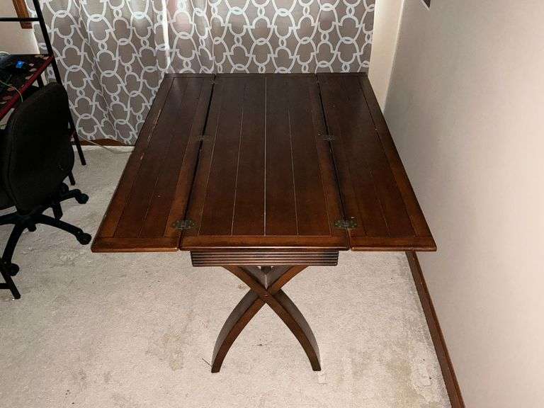 Sofa Table with Flip Up Leaves-some damage to top image