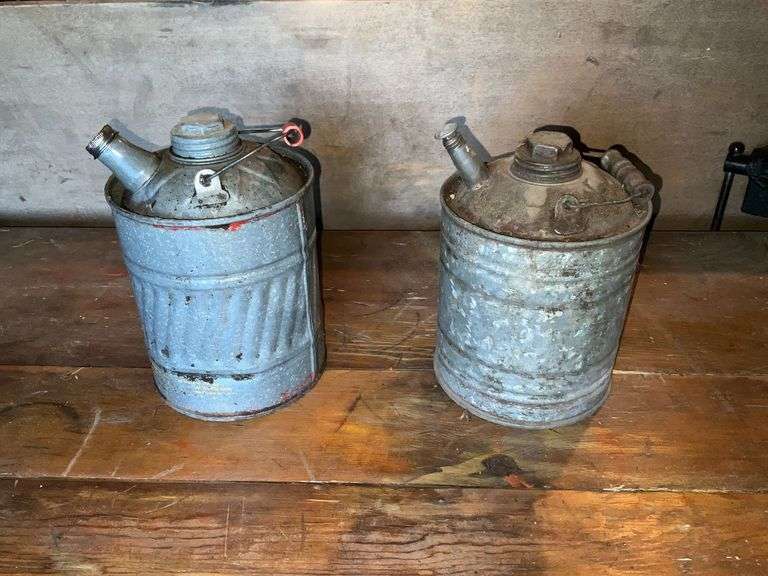 Pair of 2-gallon metal gas cans image