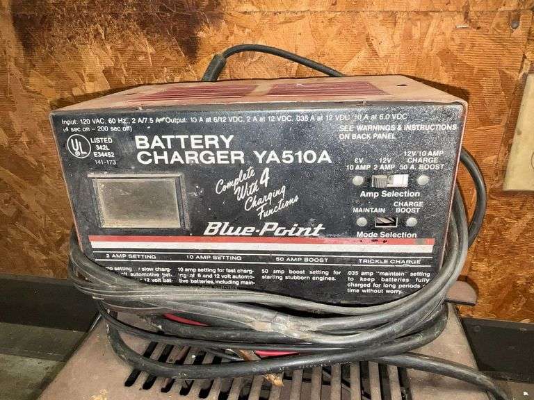 Blue Point battery charger, Schauer automatic battery charger