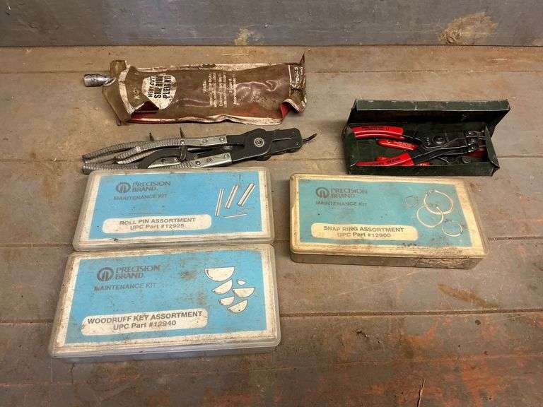 Snap ring pliers, snap rings, roll pins, etc. image