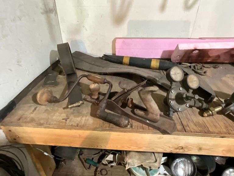 Gauges, box fans, tractor lights, barrel half full of car wash soap, etc.