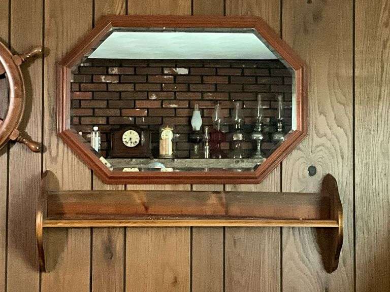 Wooden framed bevel edge mirror image