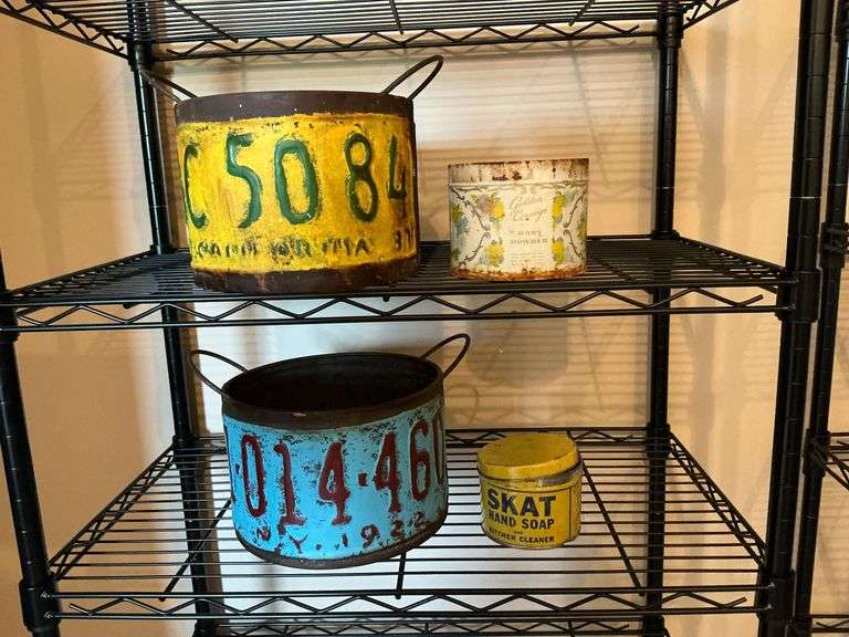 Pair of faux license plate planters image