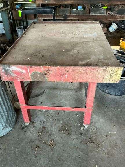 Heavy duty steel welding table on rollers image