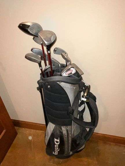 Dunlop golf bag with kick stand, balls, clubs image