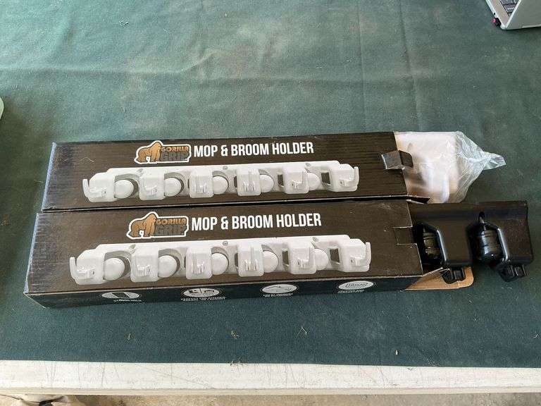 Pair of Gorilla Grip mop and broom holder, NIB image