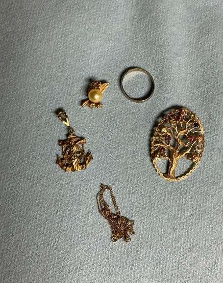 10K gold pendants and ring image